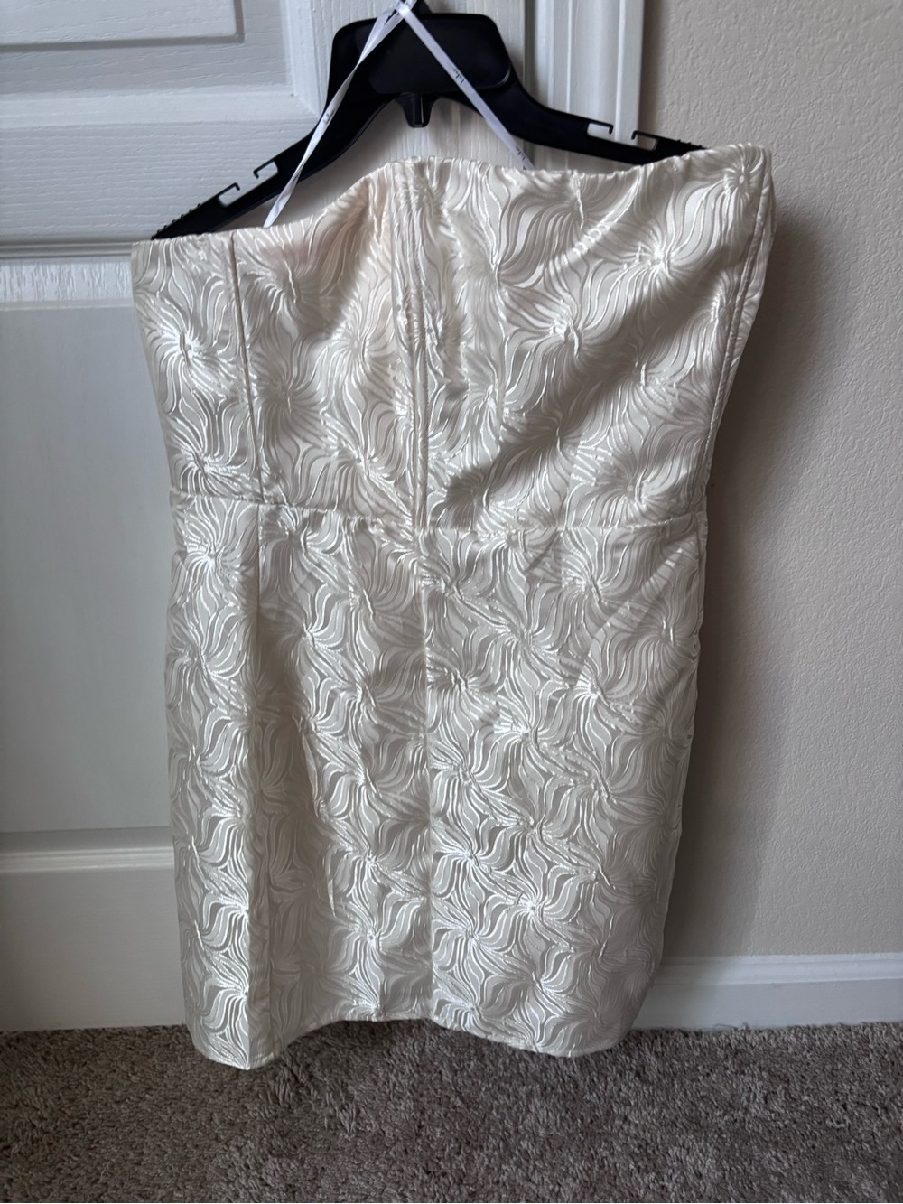 Strapless Ivory Textured Cocktail Dress